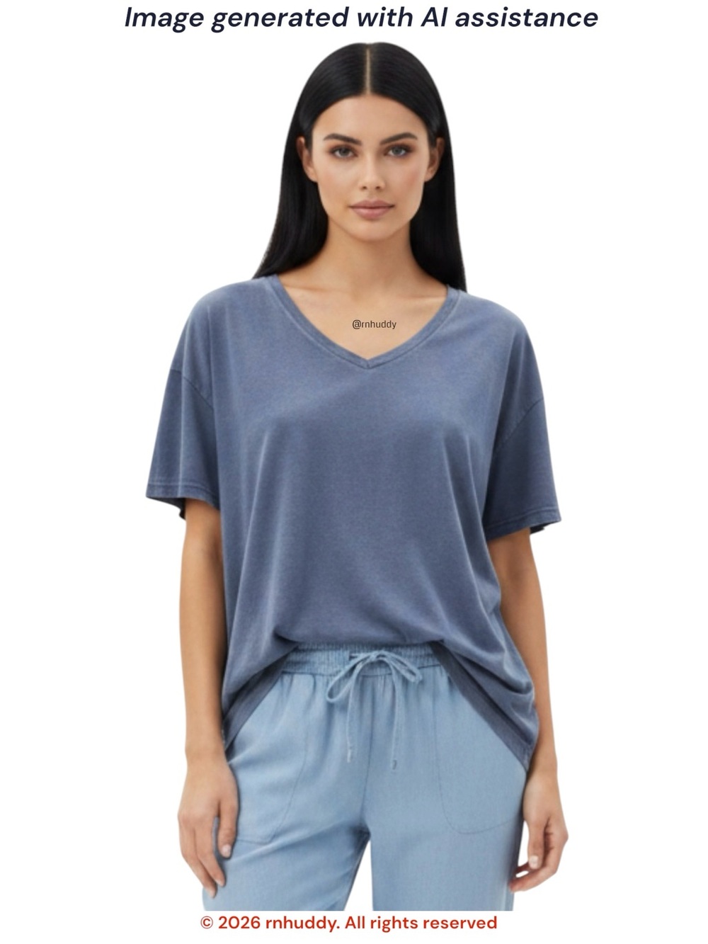 Aerie XL v-neck blue acid washed distressed boyfriend tee